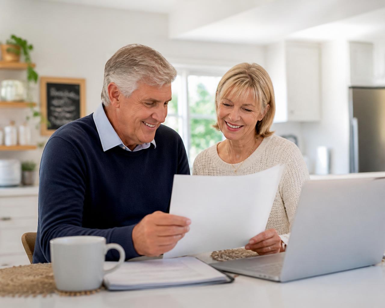 Senior couple reviewing retirement plans